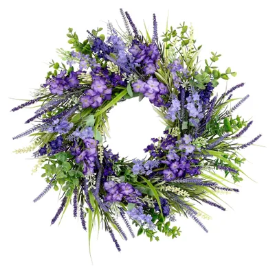 Produktbild von Künstlicher Lavendelkranz 45 cm für Tür, Wand und Tischdekoration