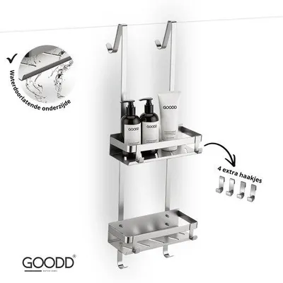 Obrázek produktu pro GOODD Doucherek Silber, nerezová ocel, kartáčovaná, 2 kusy, maximální nosnost 2 kg, moderní design, výška 74,5 cm