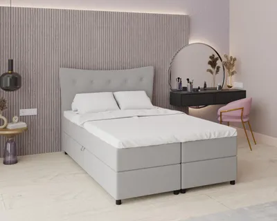 Produktbild von Boxspringbett, 140cm x 200cm, Grau, mit Bettkasten, Matratze und Topper, Doppelbett, NEVADA, Panda Möbel