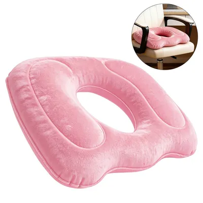 Produktbild von Orthopädisches Sitzkissen aufblasbar 45x39cm – Hämorrhoiden Sitzring Memory Foam | Für Bürostuhl Rollstuhl | Rosa