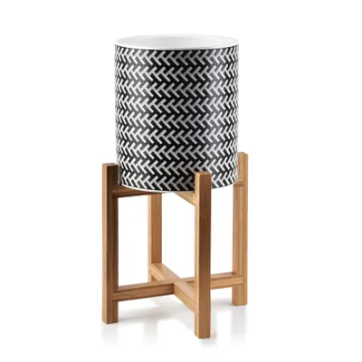 Obrázok produktu pre Čierny kvetináč Ava š.18Xh20 cm na stojane