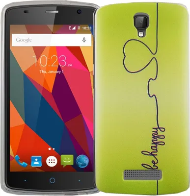 Produktbild von Handy Hülle für ZTE Blade L5 Plus Cover Case Schutz Tasche Motiv Slim Silikon TPU Be Happy Grün