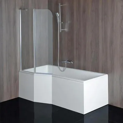 Produktbild von Raumsparwanne Versys 170x85/70cm mit Styroporträger und Duschkabine, links