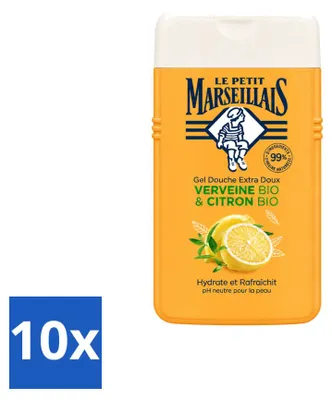 Productafbeelding van 10 x Le Petit Marseillais Douchegel Citroen & Verbena - 250 ml - Voordeelverpakking - 10 stuks