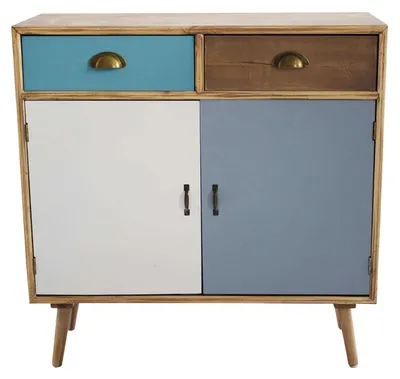 Immagine prodotto di Milani Home - cassettiera 2 cassetti e 2 ante 80 x 35 x 98 cm, multicolor, legno