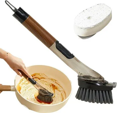 Productafbeelding van Vaatborstel met Dispenser - Schrobber Keuken - Schoonmaken Servies - Ergonomische Handgreep - 28.5 cm - Niet gespecificeerd