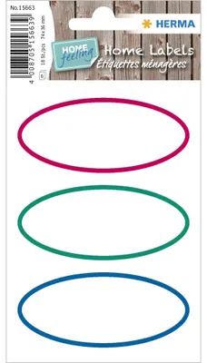 Image de HERMA 15663 HOME Étiquettes tricolores ovales 76x35 mm 18 pièces