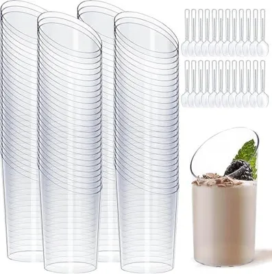 Produktbild von Mini-Dessertbecher, 100 Stück 75 ml für verschiedene Desserts, wiederverwendbare Becher