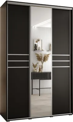 Produktbild von MEBLE KRYSPOL Davos 11 Schrank, drei Türen - 235,2x160x45 cm - Schwarz Schwarz Silber
