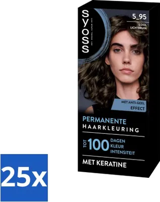 Produktbild von SYOSS – Permanente Coloration 5-95 – Haarfärbemittel – Permanente Haarfärbung – Kühles Hellbraun – Grauabdeckung – Reduziert Haarbruch - Vorteilspack - 25 Stücke