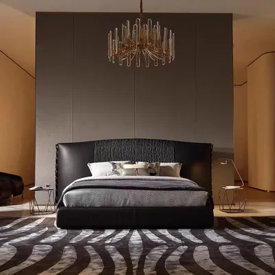 Produktbild von Designerbett Schwarz Modernes Polsterbett Luxus Schlafen Exklusives Design Stil