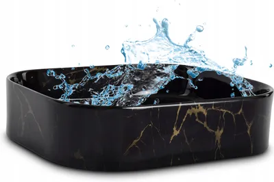 Immagine prodotto di Lavandino da bagno Lavabo da appoggio in marmo nero; rettangolare