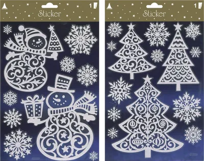 Produktbild von Fensterbild Weihnachten Sticker mit Glitzer 32 x 19 cm weiß 2-fach sortiert
