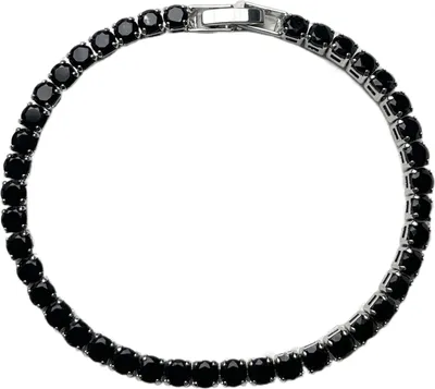 Produktbild von Schickes Armband mit Strass, zart, exquisit, mehrfarbig, glitzernd, hinreißendes Tennis-Armband, Damen-Handgelenkschmuck für Damen-Schwarz