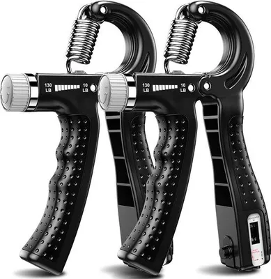Imagen del producto de Unyqoos® Juego de 2 Entrenadores de Mano – Resistencia ajustable de 10 a 130 libras, entrenador ergonómico para manos y dedos, ideal para fortalecer la fuerza de agarre, entrenar los antebrazos y para rehabilitación