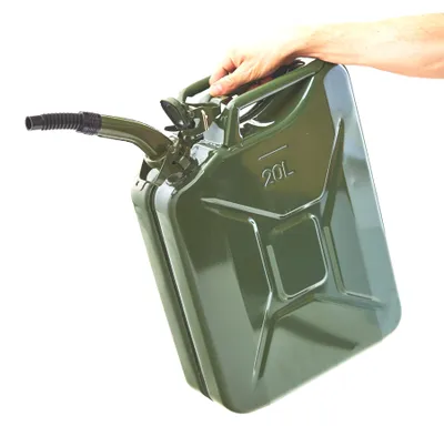 Produktbild von Oxid7® by BW Kraftstoffkanister Metall Benzinkanister 20 Liter mit Ausgießer - Olivegrün RAL 6003 - UN-Zulassung - Hergestellt in Europa