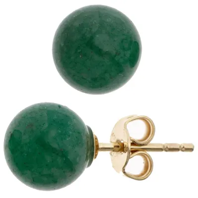 Produktbild von Ohrstecker Stecker mit Aventurin Kugel 8mm grün 333 Gold Gelbgold