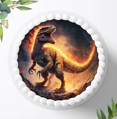 Produktbild von Für die Geburtstags Torte ein Tortenaufleger, Zuckerbild mit dem Motiv: Dinosaurier, Essbares Foto für Torten, Fondant, Ø 20cm, 1211z