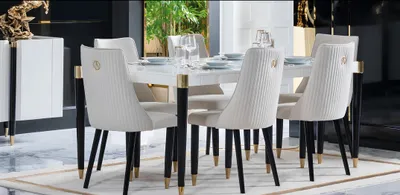 Produktbild von Ess Gruppe Holz Tisch Tische 7tlg Komplett Set Esstisch 6x Stühle Esszimmer Set