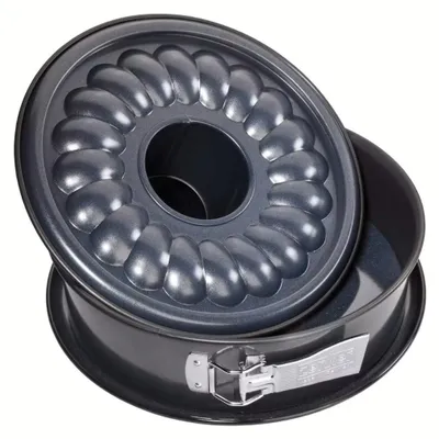 Produktbild von Zenker Springform Ø 26 cm DELUXE, Backform mit Emaille-Versiegeltem Flach- und Rohrboden aus Stahlblech, runde Kuchenform mit extra hohem Rand (Farbe: Schwarz metallic)