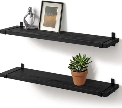 Produktbild von Wandregale 60 x 15 x 2 cm, 2 Stück, schwarz, Metall, für Wohnzimmer