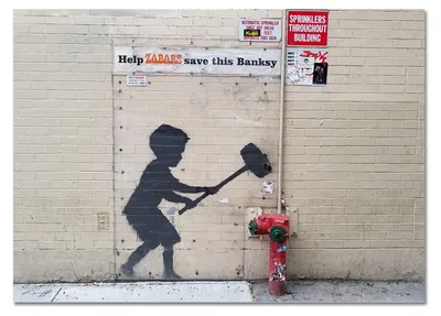 Produktbild von Giallobus - Babyhammer - Banksy - 100L x 70B cm - Bild - Acrylglas