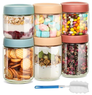 Produktbild von Cozary 6 Stück Overnight Oats Gläser, 3x350ml+3x480ml Luftdichtes Aufbewahrungsg