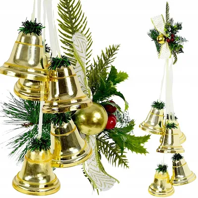 Immagine prodotto di Ghirlanda decorativa con campane, 46 cm – Decorazione natalizia da appendere per albero, finestre e porte