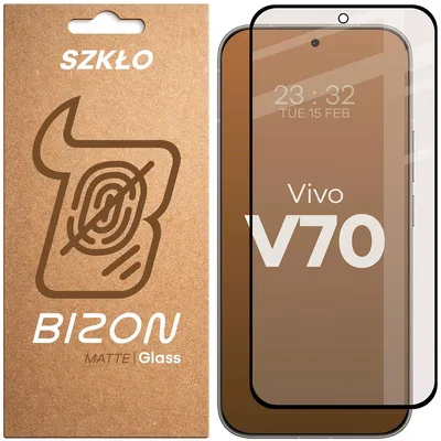 Produktbild von Mattes Hartglas für Vivo V70 5G, Bizon Glass Matte, Schwarzer Rahmen