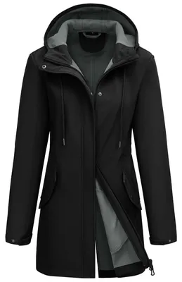 Productafbeelding van Dames Softshelljack waterdicht - Fleece gevoerd - Windjack met capuchon