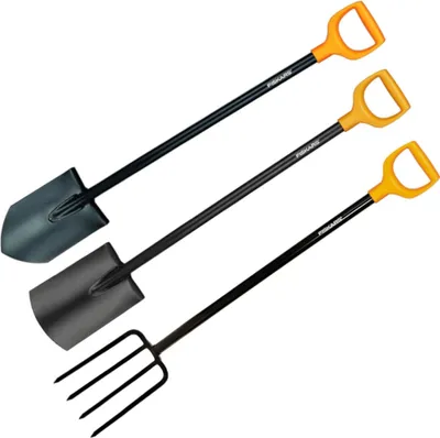 Produktbild von FISKARS Spitz Solid + Rund Solid + Gabel Solid Set Spaten Gabel Schippe Garten