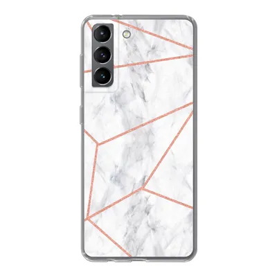 Produktbild von MuchoWow® Handyhülle Schutzhülle Hülle für Samsung Galaxy S21 Marmor - Roségold - Weiß Silikon Softcase Handy Hülle - Softcase