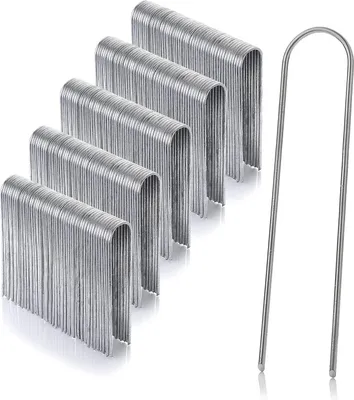 Image de Piquets de sol - Ancrages de sol en forme de U - Fixation pour jardin - Acier galvanisé - 250 pièces - Argenté