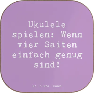 Produktbild von Mr. & Mrs. Panda Untersetzer für Gläser Spruch Ukulele Freude - Lavendeltraum - Geschenk, Tassen, inspirierend, Saiten, Holzuntersetzer, Lernen, Musiker, Coaster, Lieder