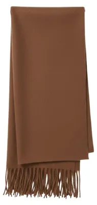 Image de Écharpe pour femme Ma.Al.Bi en cachemire marron avec des pompons