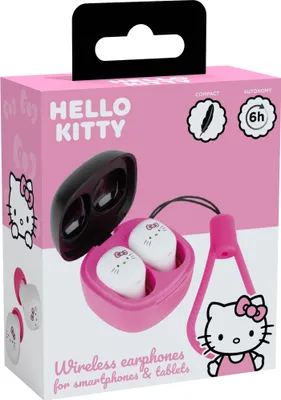 Obrázek produktu pro Konix Hello Kitty, Bezdrátový, 20 - 20000 Hz, Hovory/hudba, 25 g, Sluchátka s mikrofonem, Růžová, Bílá
