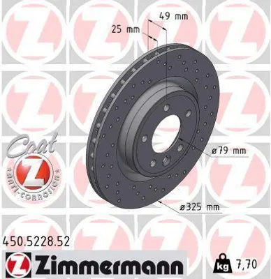 Produktbild von 2x ZIMMERMANN Bremsscheibe 450.5228.52 für LAND ROVER Range Rover Sport (L494)