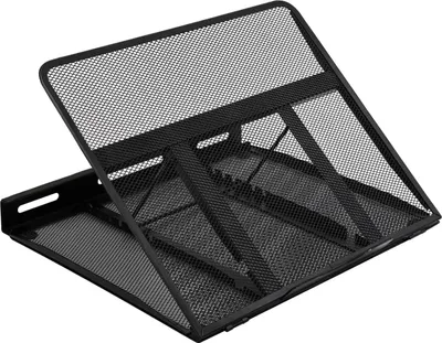 Productafbeelding van Geventileerde ergonomische laptopstandaard - 7 standen verstelbaar - Stalen gaas voor koeling - Zwart