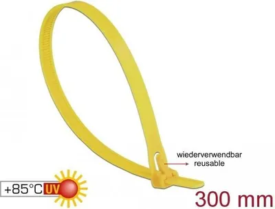 Image de DELOCK Kabelbinder wiederverw. L300 x B7,6mm 100 Stück gelb
