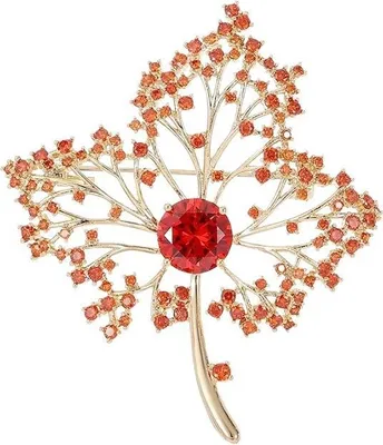 Produktbild von INF Exquisite rote Ahorn Brosche mit Rubin Kristall Akzent