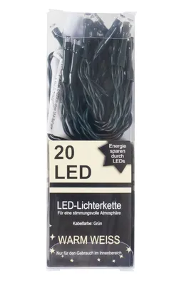 Produktbild von LED-Lichterkette 20-LED Dekolichter Winterdeko Weihnachtsbeleuchtung Warmweiß