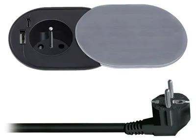 Obrázek produktu pro Kancelářská zásuvka 2m/1průchod+1xUSBA+1xUSBC 20W SOLIGHT PP124C-PD20 stříbrná