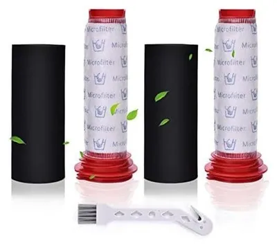 A product image displaying multiple vacuum cleaner filters and a small cleaning brush.