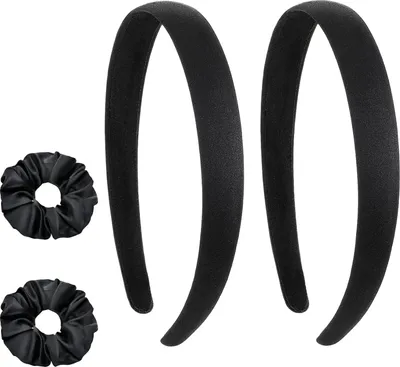 Produktbild von 2er Set Satin Stirnbänder Schwarz 2cm breit Damen Haarreifen - Party Diy-Haarschmuck