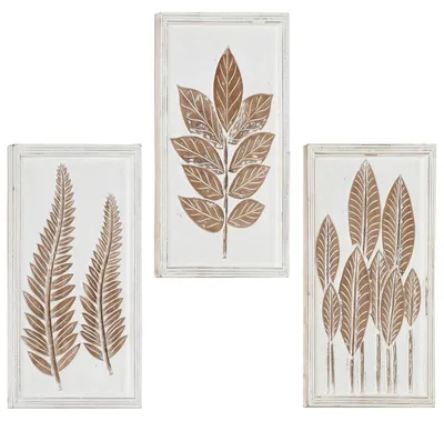 Immagine prodotto di vidaXL Decorazione in materiale sintetico, 3 pezzi, marrone e bianco, 40 x 40 x 1,5 cm