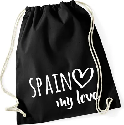 Produktbild von Huuraa Turnbeutel Spain my love 12 Liter Black Baumwolle Rucksack Geschenkidee