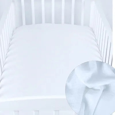 Produktbild von BabyLux Spannbettlaken Musselin 60x120 Spannbetttuch Baby-& Kinderbett Weiß