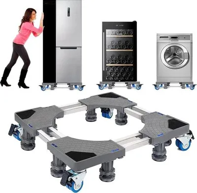 Productafbeelding van Famanu onderstel voor wasmachine - met dubbele buizen, 8 verstelbare poten, 4 wielen