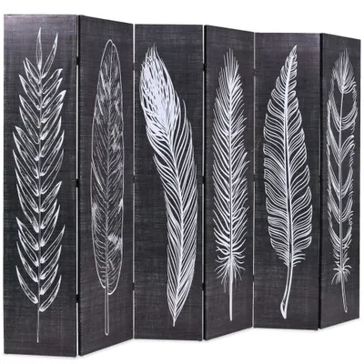 Immagine prodotto di vidaXL Divisorio pieghevole 228 x 170 cm piume bianco-nero