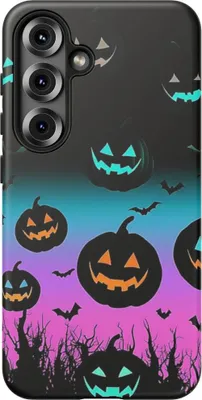 Produktbild von Leuchtende Halloween-Kürbisse und Fledermäuse – Hülle Kompatibel mit Samsung Galaxy S25